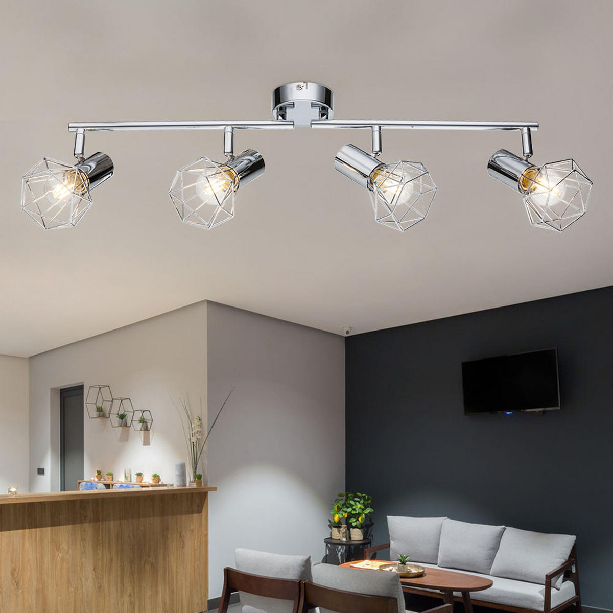 DECKENLEUCHTE Metall Silber XARA I - Silberfarben, Metall (60/9.3/15cm) - Globo Lighting