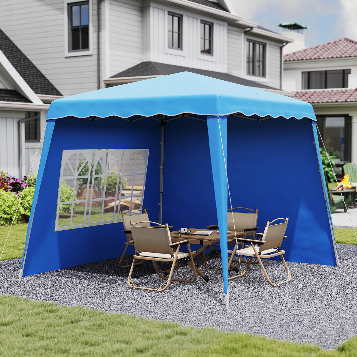 POP-UP-FALTZELT, 4×4m, zweifarbig - Dunkelblau, Textil (289/250/289cm) - Vallsero