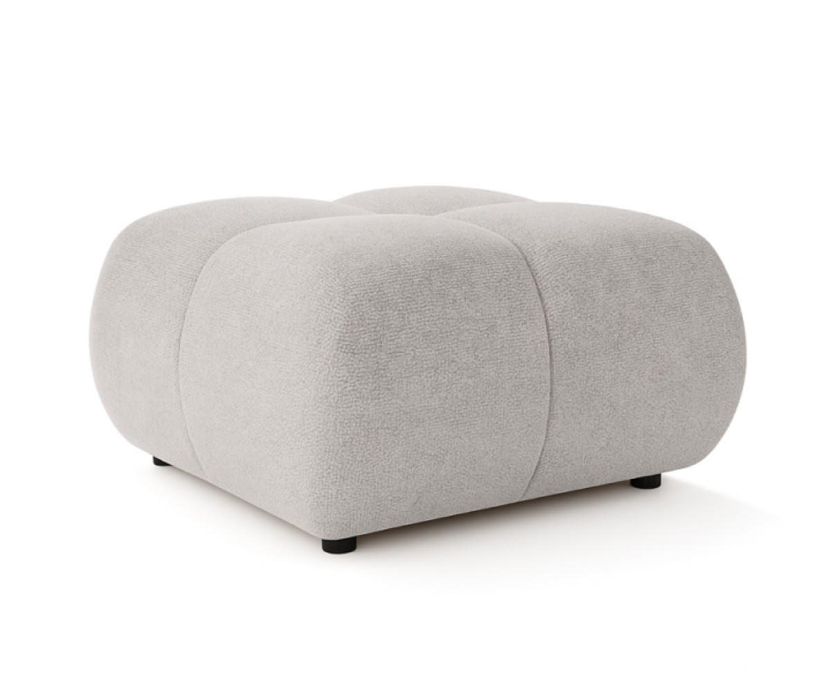POUF Hellgrau MILA Mit Steppungen Auf Schwarzen Niedrigen Beinen - Grau, Textil (72/43.5/72cm) - Sepro Meble