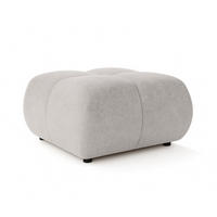 POUF Hellgrau MILA Mit Steppungen Auf Schwarzen Niedrigen Beinen - Grau, Textil (72/43.5/72cm) - Sepro Meble