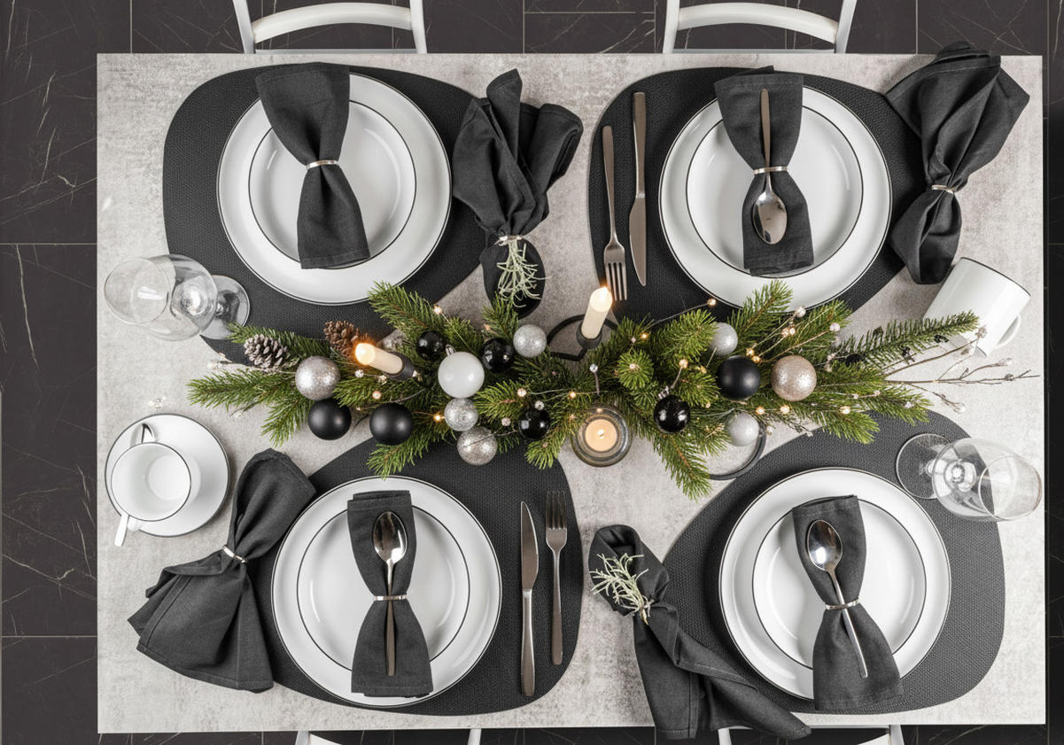 KOMBISERVICE MARLO BLACK RIM - 30 teilig aus Porzellan - Weiß, Keramik (27/8.2/27cm) - Sänger