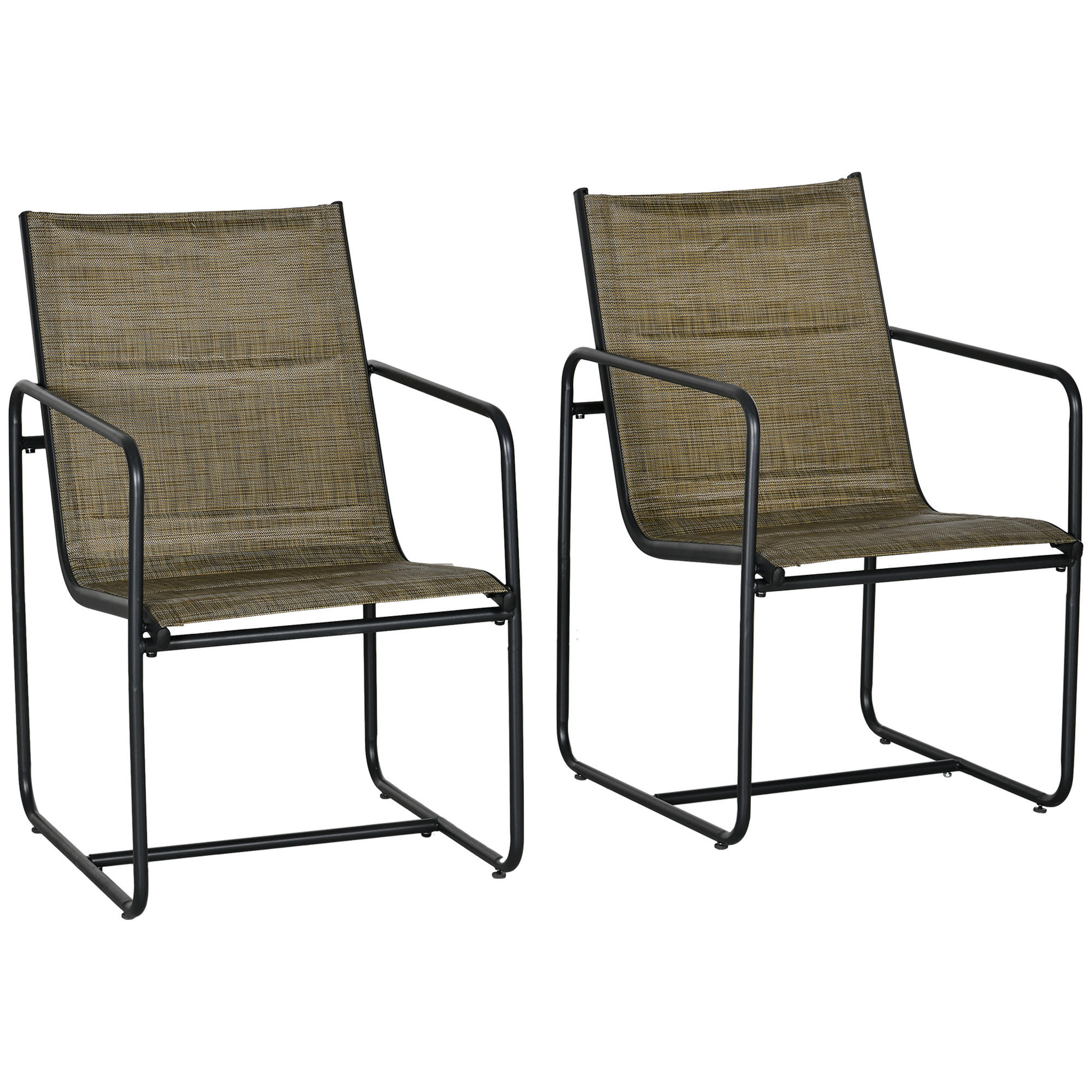 GARTENSTÜHLE 2er-Set, Stahl, Mesh, Braun - Braun, Metall (66.5/88/54cm) - Outsunny