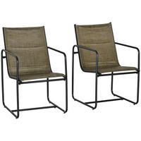 GARTENSTÜHLE 2er-Set, Stahl, Mesh, Braun - Braun, Metall (66.5/88/54cm) - Outsunny