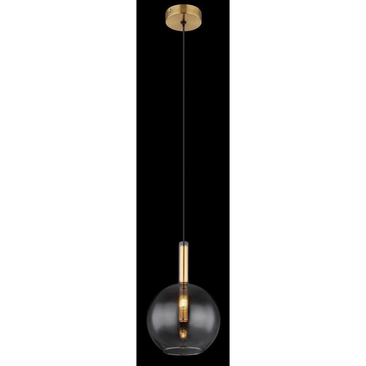 HÄNGELEUCHTE, Rauchglas, Schwarz, höhenverstellbar - Schwarz, Glas (18/18/120cm) - Globo Lighting