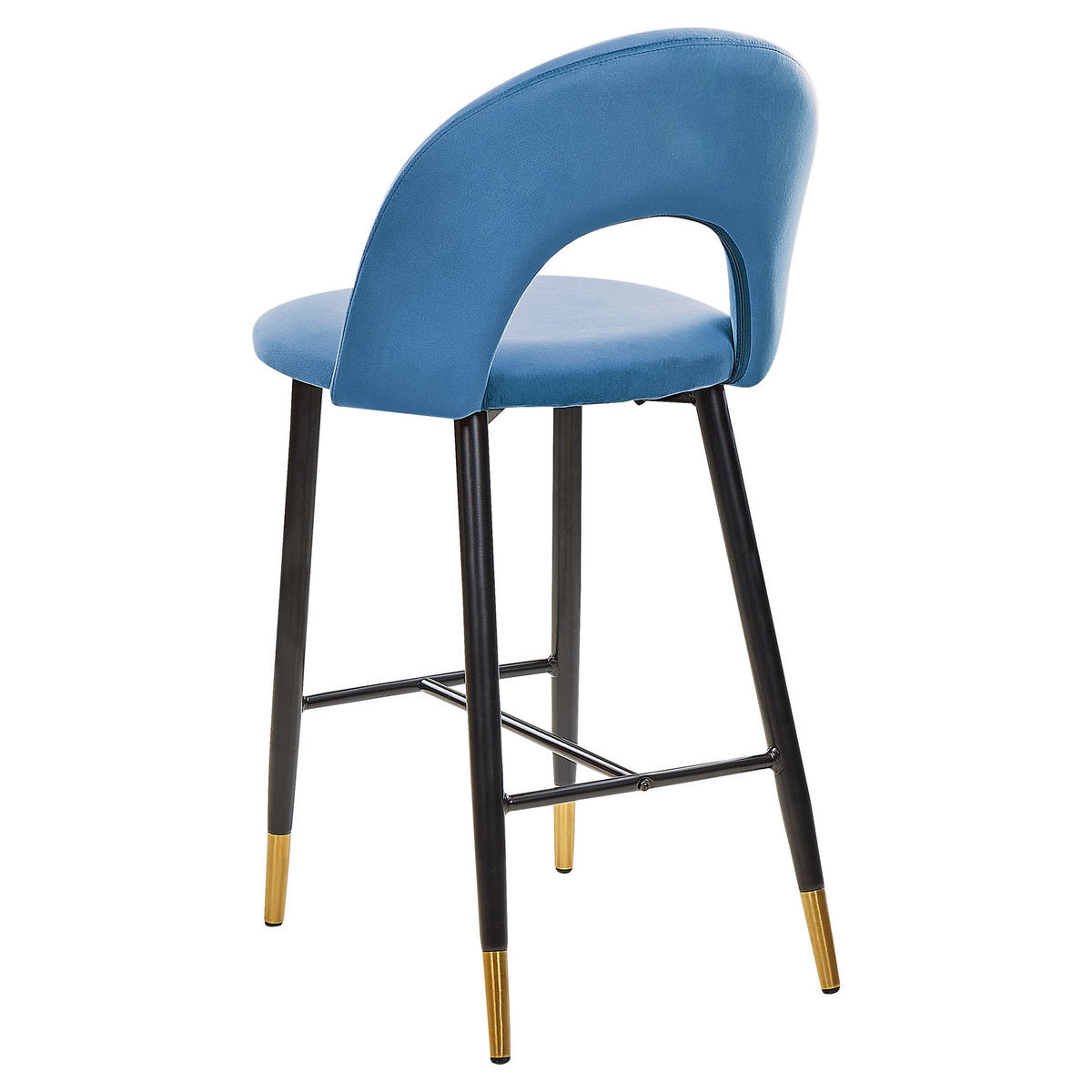 BARSTUHL 2er-Set Samtstoff Blau Falton - Blau, Textil/Metall (48/98/49cm) - Beliani