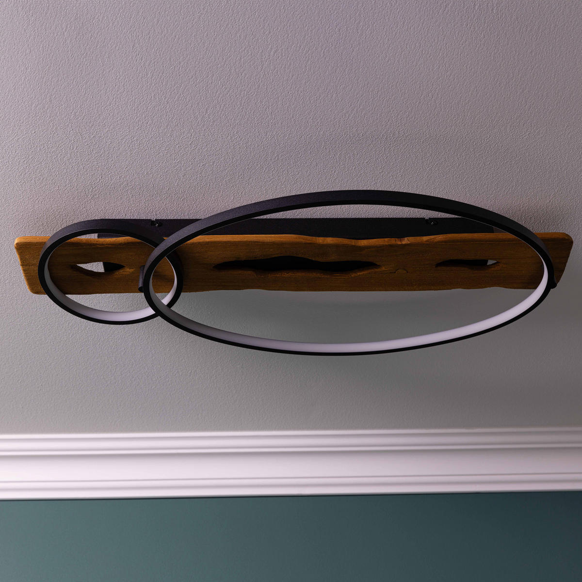 DECKENLEUCHTE Pirus G99292/76 - Schwarz, Holz (30.5/70/8.5cm) - Brilliant