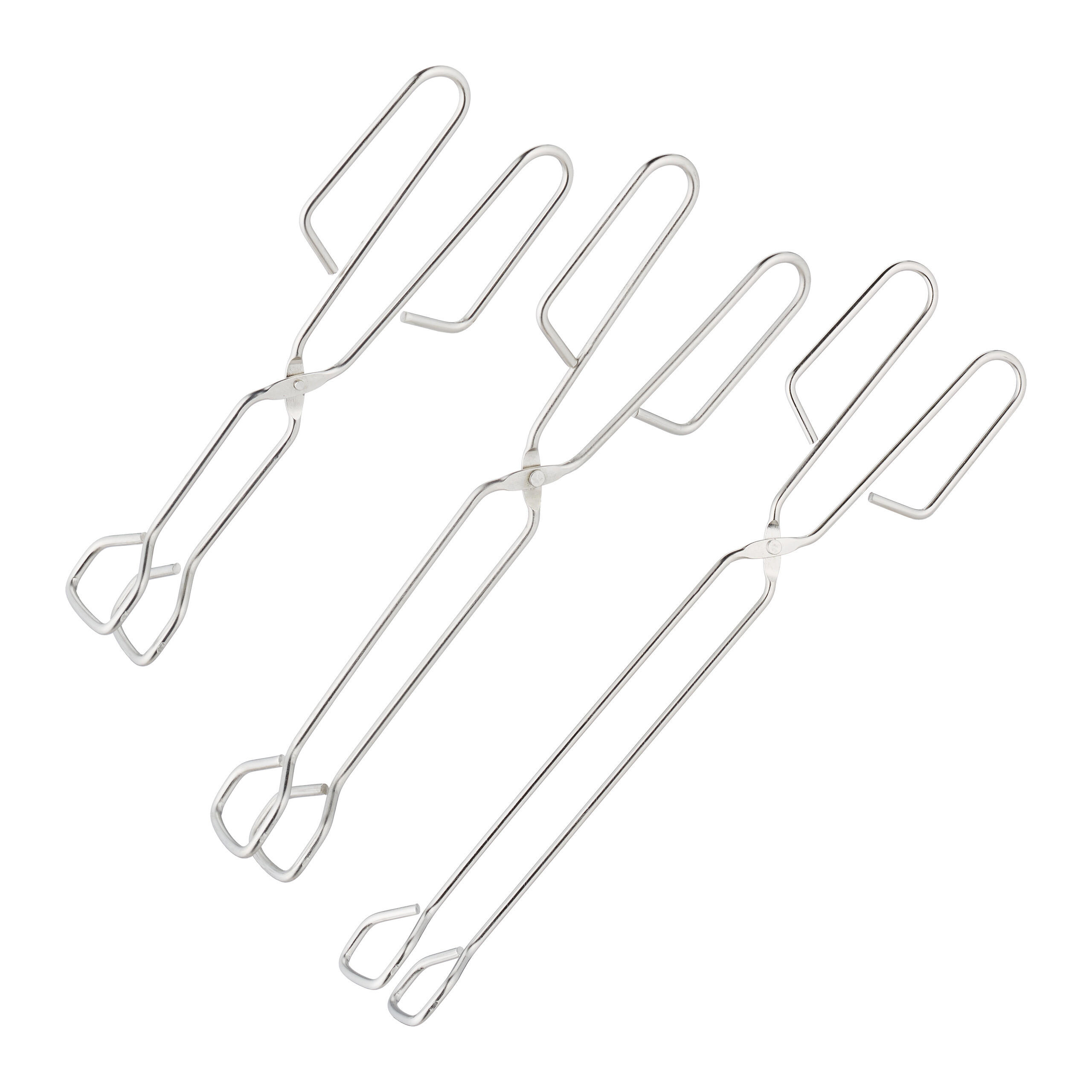 3-TLG.GRILLZANGEN-SET - Silberfarben, Metall (4.5cm) - Relaxdays