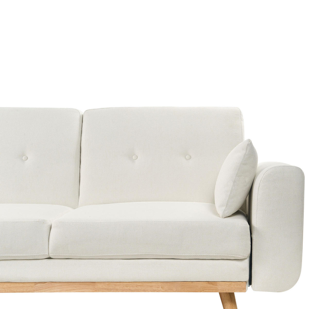 ROZKLÁDACÍ ROHOVÁ POHOVKA 3-místná Látka Bílá pravostranná Kaarina - světle hnědá, textil (260/152cm) - Beliani