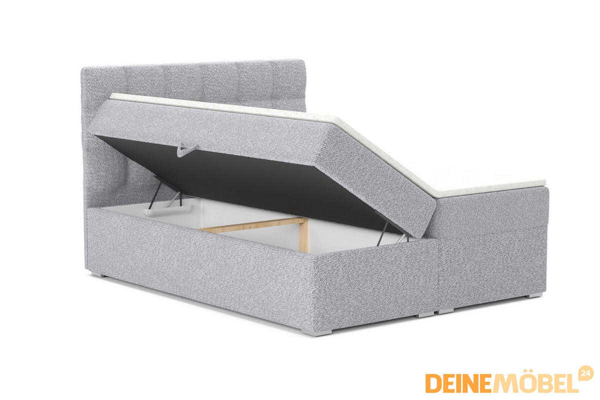 BOXBETT ABI 140/200 in Boucle Creme H3 - Creme, Holz/Holzwerkstoff (140/200cm) - Deine Möbel 24