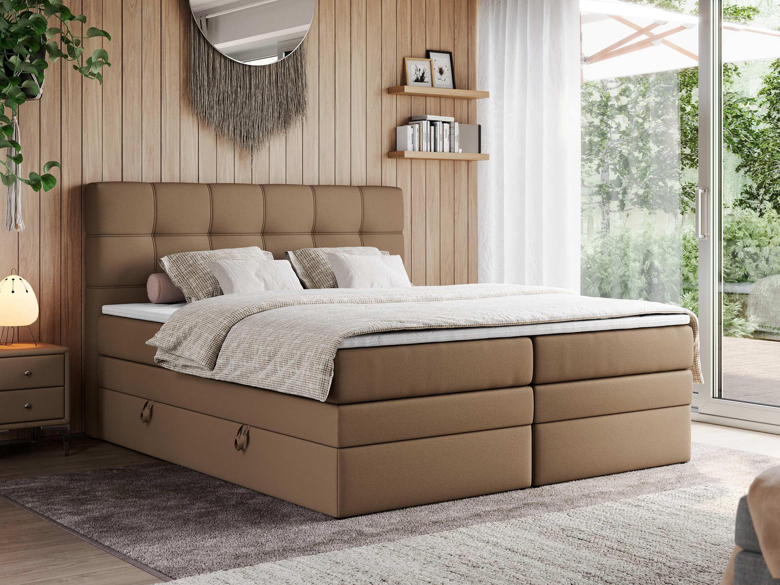 BOXSPRINGBETT ERNI KING 160/200 Braun Kunstleder - H3 - Braun, Holz/Textil (160/200cm) - MKS