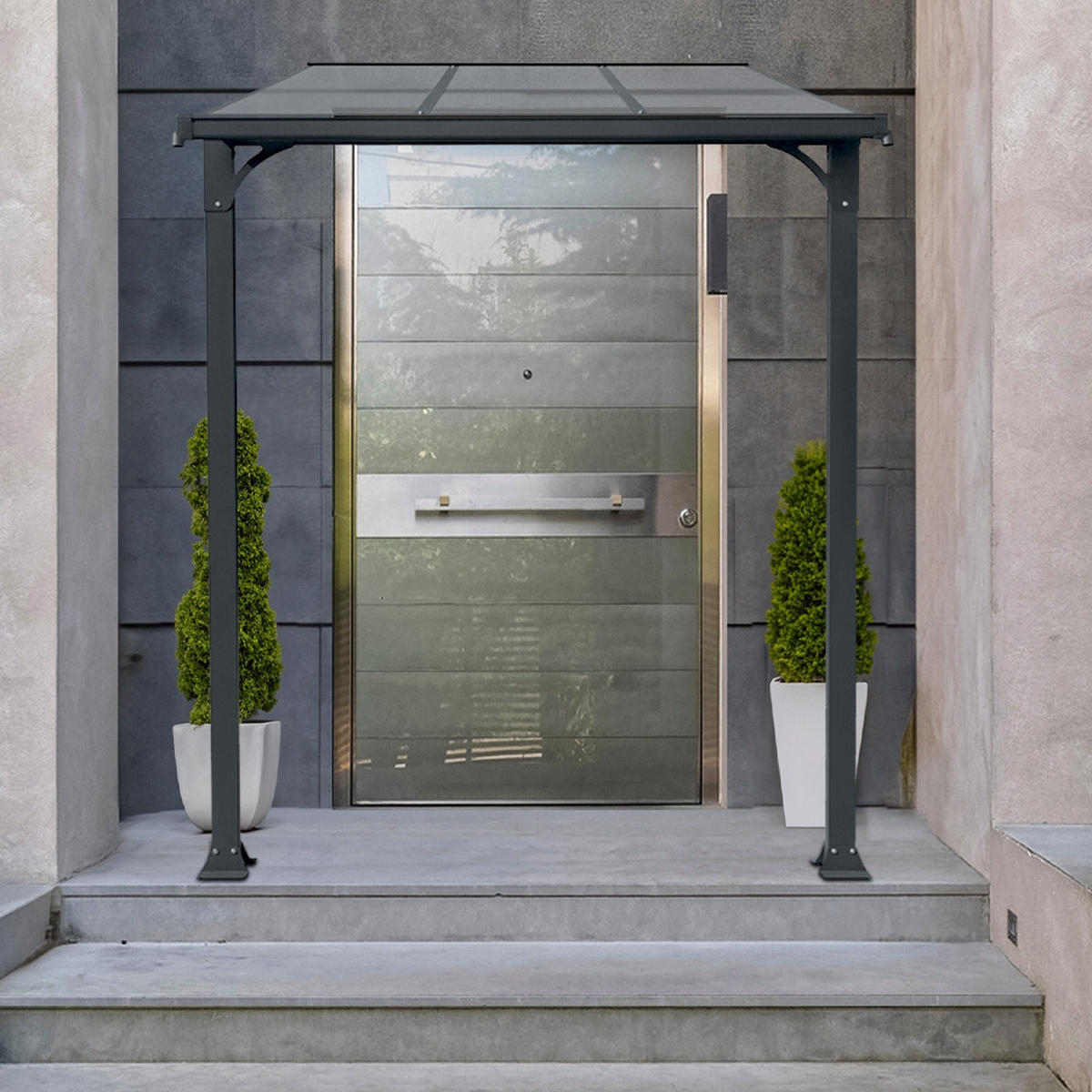 HAUSTÜRVORDACH CUBIS M - M - Anthrazit, Metall (222/258/150cm) - Home Deluxe