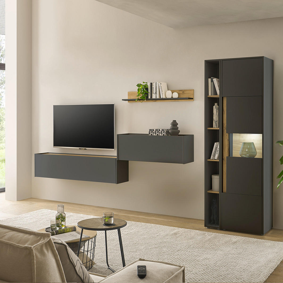 HÄNGESCHRANK Crisp-61 - Anthrazit, Holzwerkstoff (100/35/30cm) - Lomado