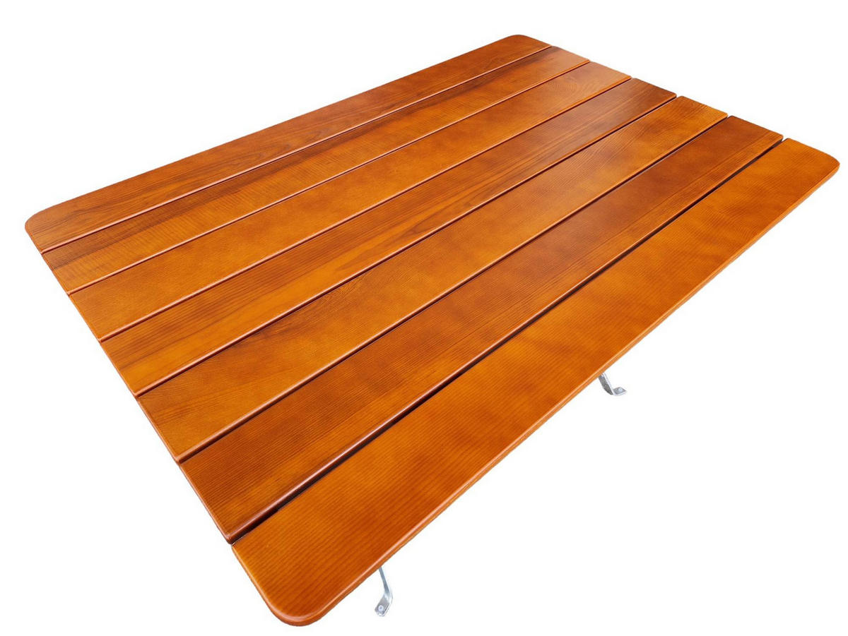 BIERGARTENTISCH BERGTAL 74x120x80cm Klappbar Eschenholz Silber/Braun 6 Peronen - Braun, Holz (80/120/74cm) - CHEFGASTRO