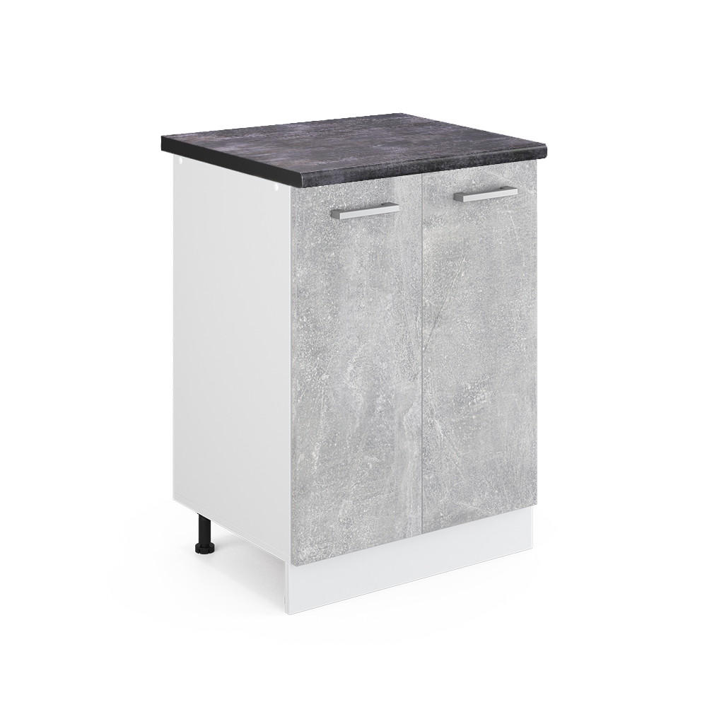 KÜCHENUNTERSCHRANK R-Line Beton 60 cm, AP Anthrazit - Schieferfarben/Weiß, Holzwerkstoff (60/81.6/60cm) - Vicco