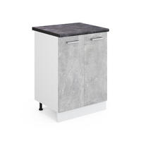 KÜCHENUNTERSCHRANK R-Line Beton 60 cm, AP Anthrazit - Schieferfarben/Weiß, Holzwerkstoff (60/81.6/60cm) - Vicco
