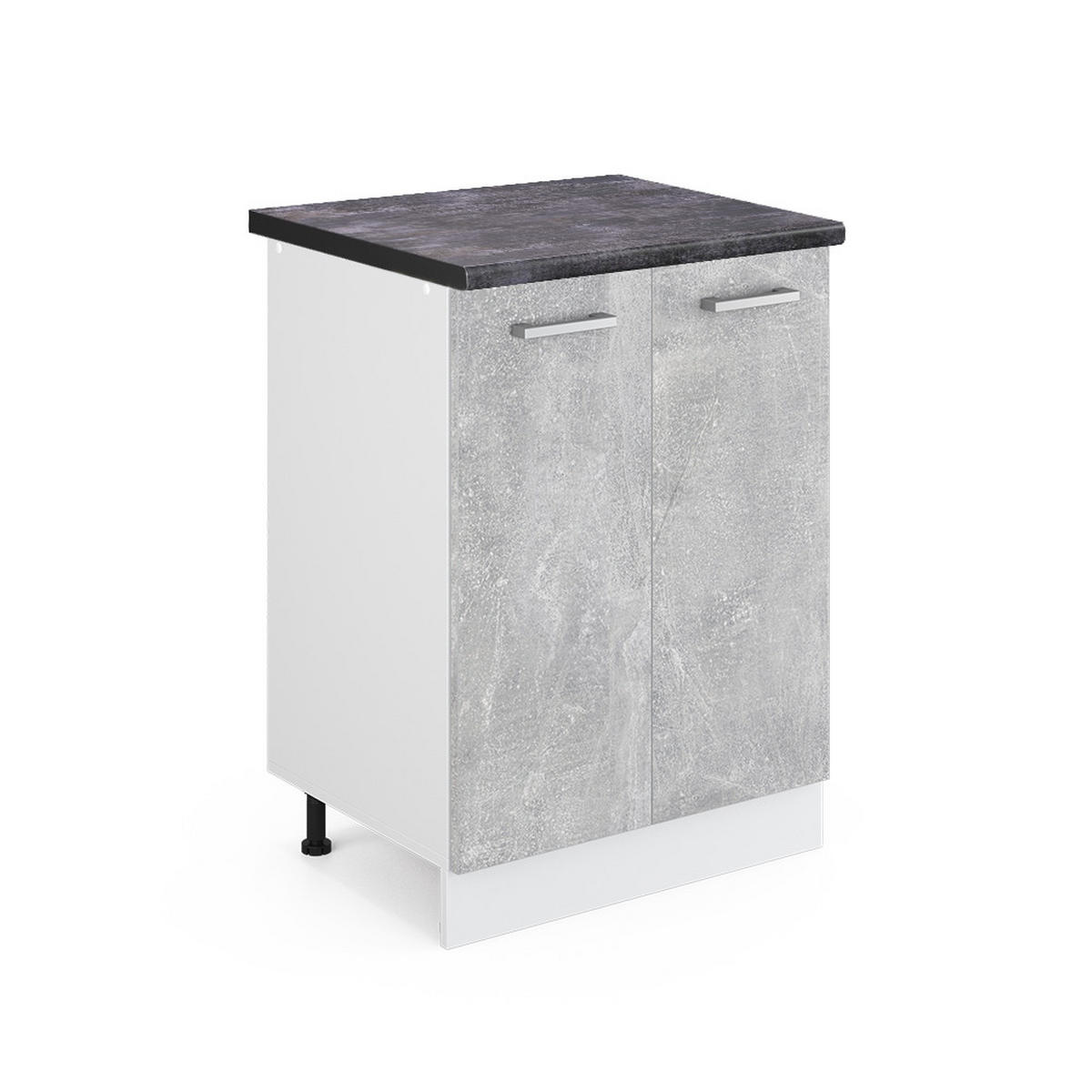 KÜCHENUNTERSCHRANK R-Line Beton 60 cm, AP Anthrazit - Schieferfarben/Weiß, Holzwerkstoff (60/81.6/60cm) - Vicco