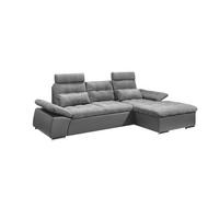 ECKSOFA mit Schlaffunktion und verstellbaren Armlehnen - Chromfarben/Grau, Kunststoff/Textil (170/268cm) - ed exciting design