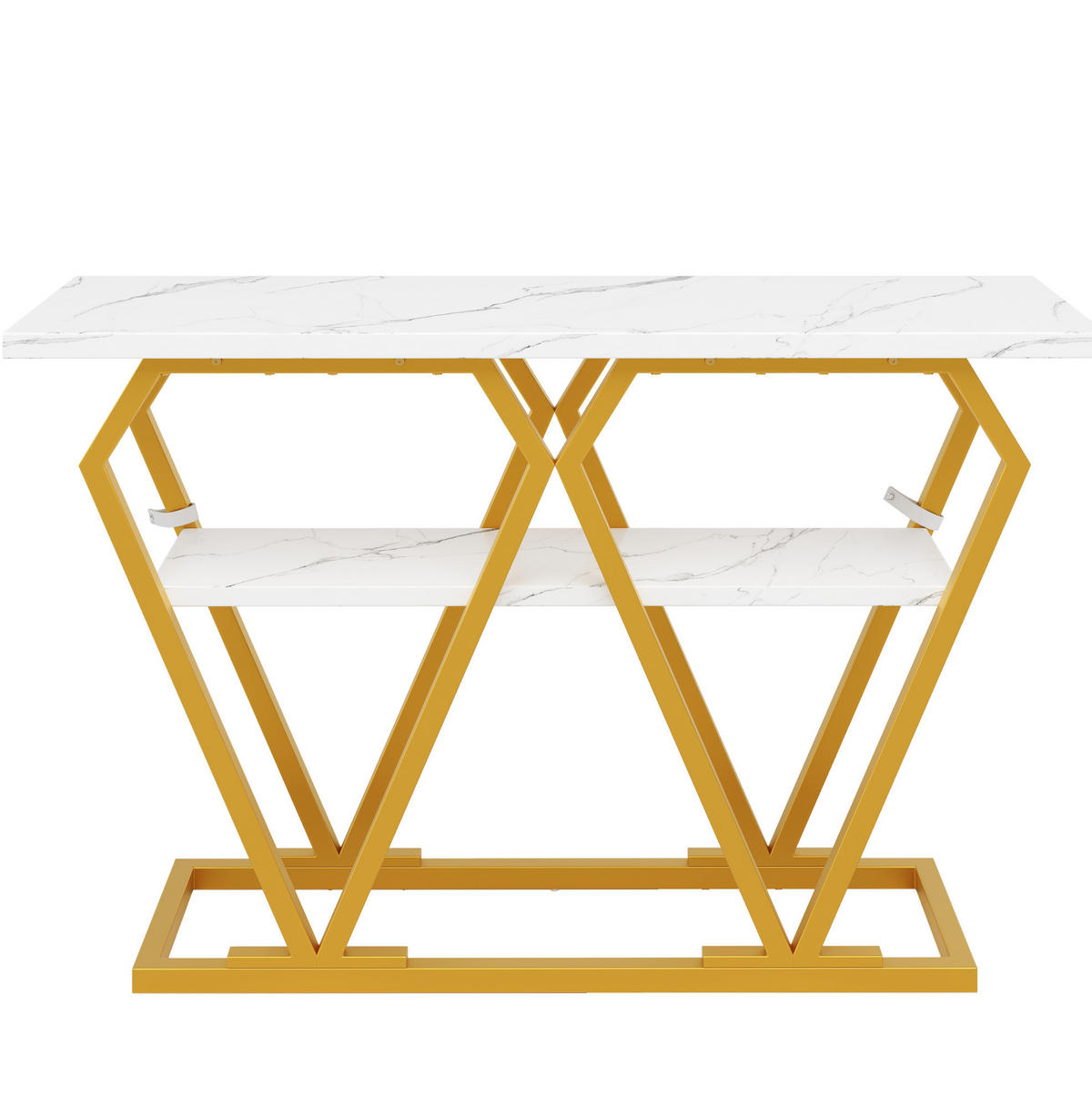 KONSOLENTISCH 120/29,5/80 cm Weiß in Marmoroptik mit Ablage MDF Metall - Weiß, Holzwerkstoff (120/29.5/80cm) - OKWISH