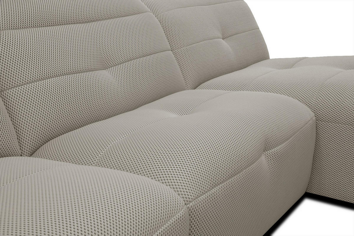 ECKSOFA TRENTO 4-Sitzer mit 1 Relaxfunktion, beige - Beige/Schwarz, Holzwerkstoff/Kunststoff (262/165cm) - Courtois Laville