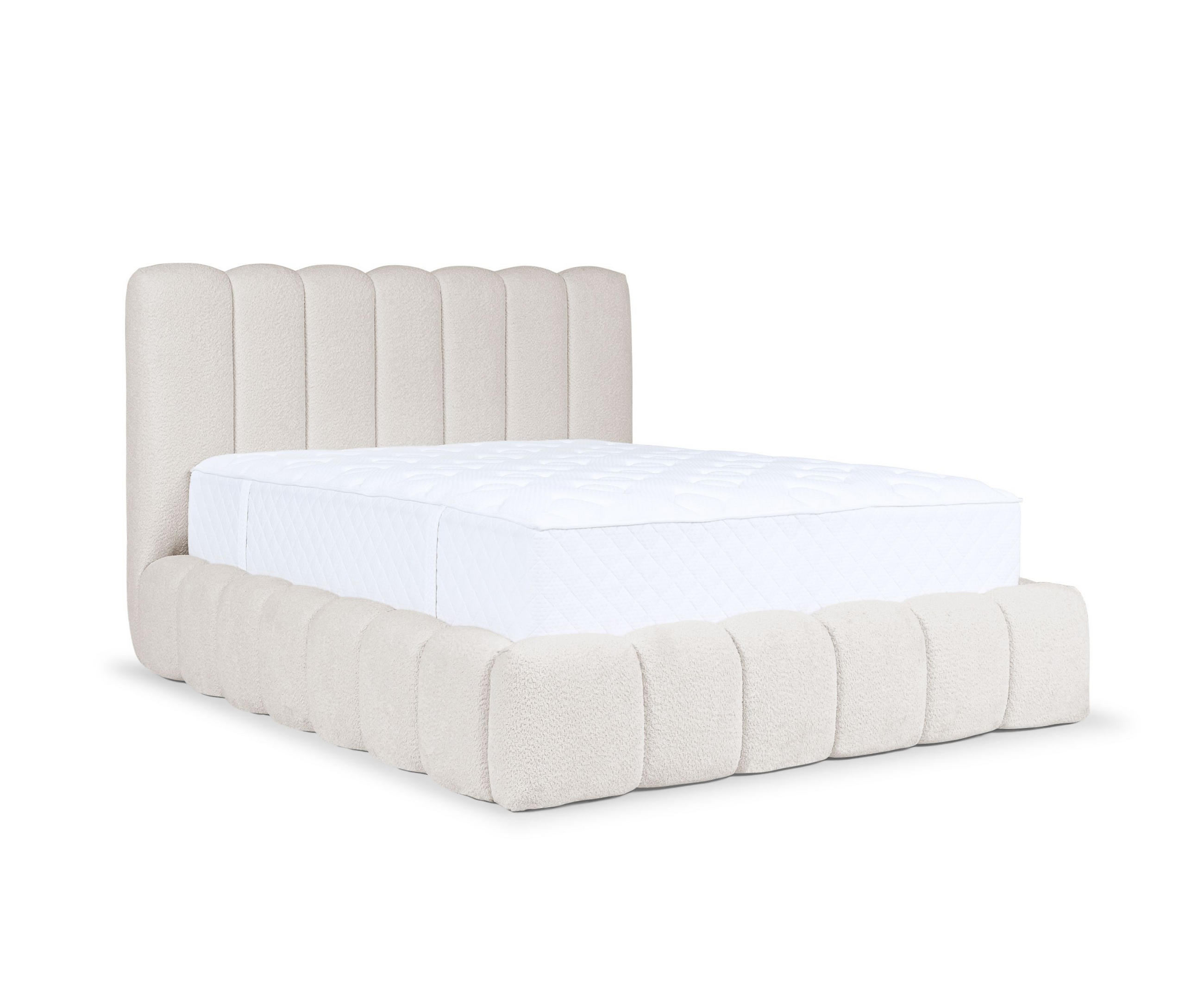 POLSTERBETT CHLOE mit Bettkasten 180x200,Doppelbett mit Stauraum und Lattenrost,Boxspringbett-Optik,ohne Matratze,Schlafzimmer-Hellcreme - Creme, Holz (180/200cm) - Furnistar