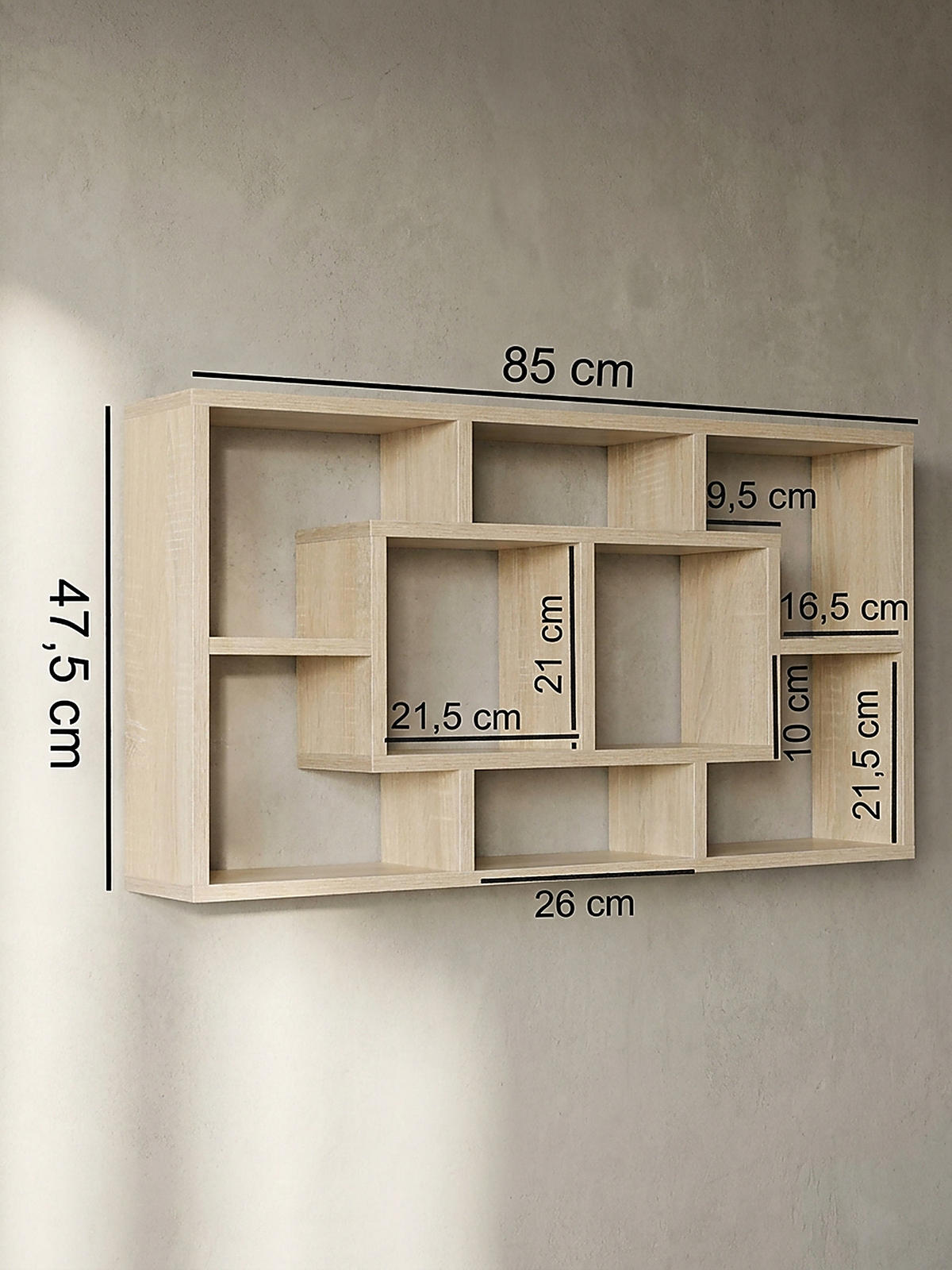 WANDREGAL RUR MDF Melaminbeschichtet Modern, Beige 85x16x48 cm - Beige, Holz (85/48/16cm) - KADIMA DESIGN