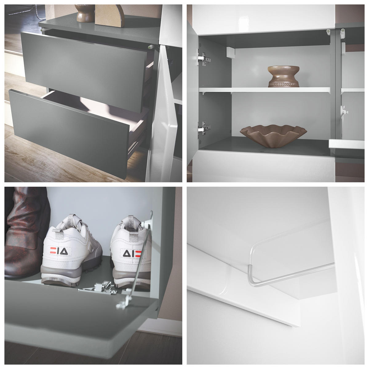 GARDEROBE Carlton Paneel in Brombeer Hochglanz - Brombeere, Holzwerkstoff (209/193/35cm) - Vladon