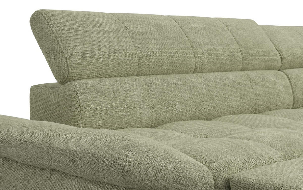 ECKSOFA mit Schlaffunktion und verstellbare Kopflehnen - Silberfarben/Grün, Textil/Metall (234/312cm) - Cotta