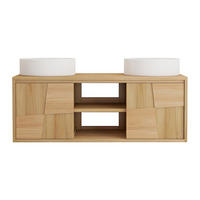 DOPPELWASCHTISCH - 120 cm x 50 cm - Holz, Platte - Naturfarben Hell - SUMBAWA - Naturfarben, Holz (120/45/50cm) - Vente-Unique