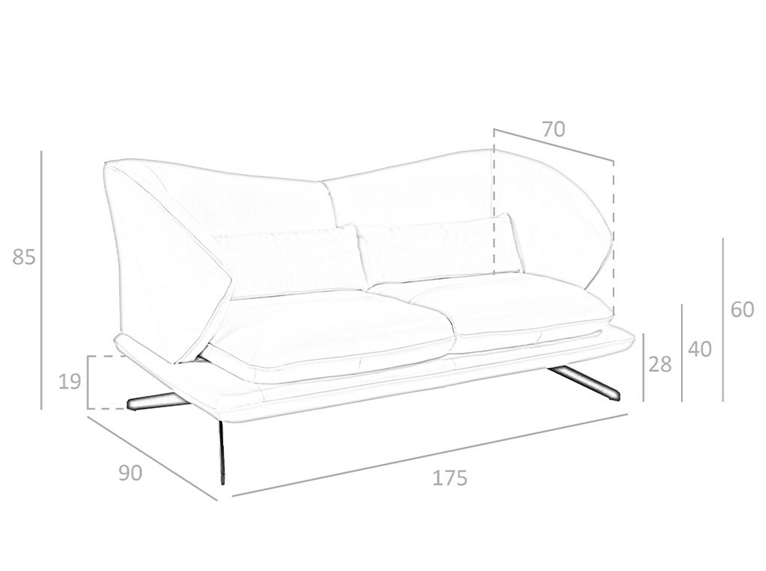 SOFA 2-SITZER Taupe Grau Schwarz 175/90/85 cm - Dunkelgrau/Schwarz, Leder (175/85/90cm) - ANGEL CERDA