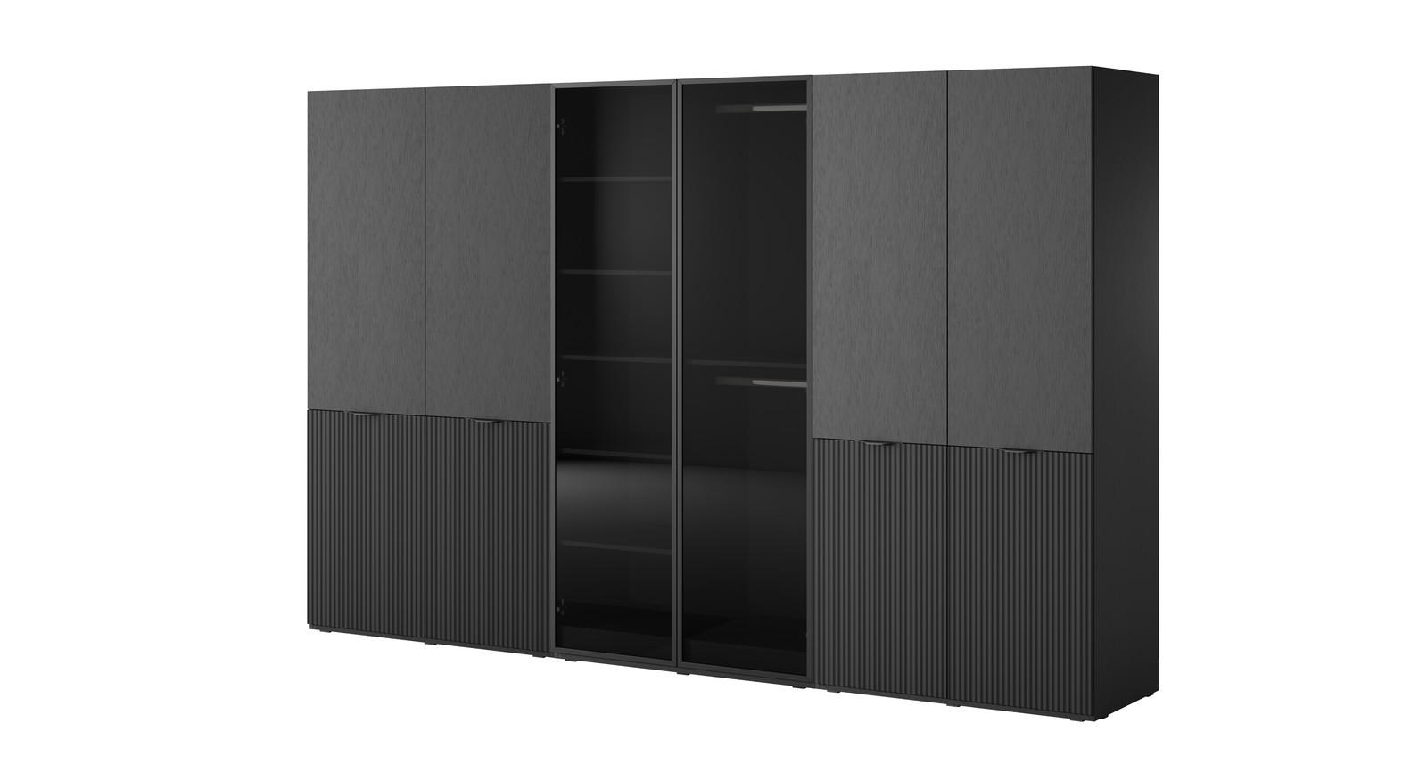 Ravio Kleiderschrank Schwarz 303x200x51 cm