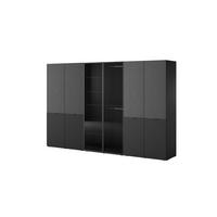 KLEIDERSCHRANK ZEN (Modular, Schwarz Matt, Schwarz & Getöntes Glas Antisol, 6-türig) - Schwarz, Holz/Holzwerkstoff (303/200/51cm) - Ravio
