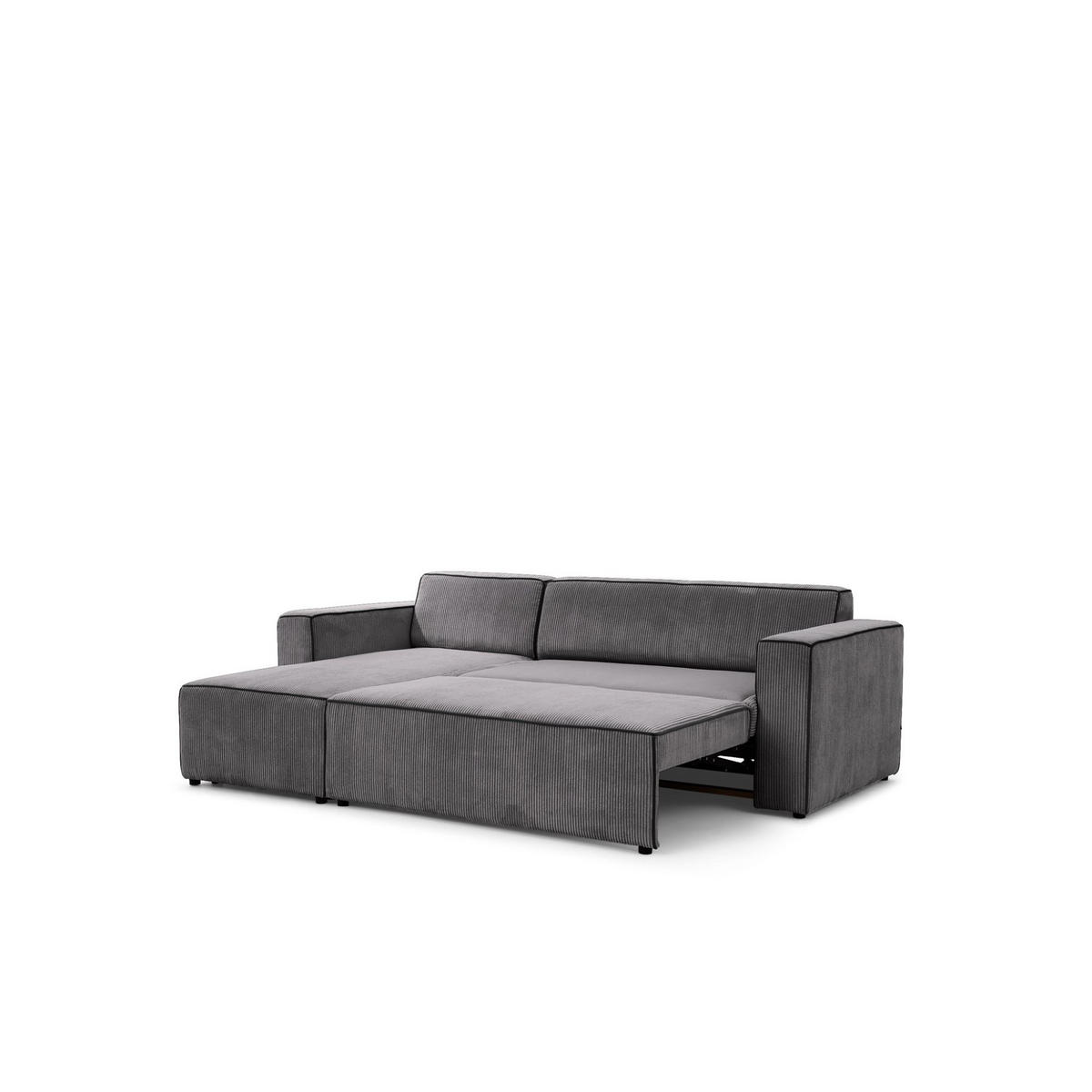 ECKSOFA Schlafsofa Waldo In Poso - Anthrazit, Holzwerkstoff/Textil (260/173cm) - Fun Möbel