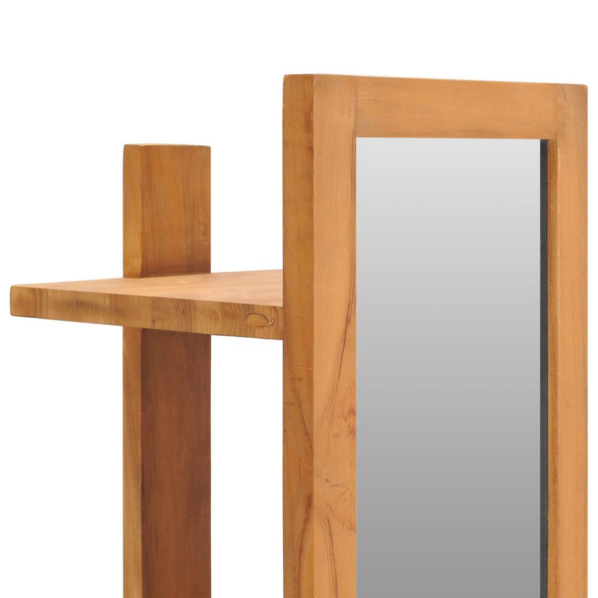 WANDSPIEGEL mit Regalen 30×30×120 cm Teak Massivholz - Naturfarben, Holz (30/120/30cm) - furnicato