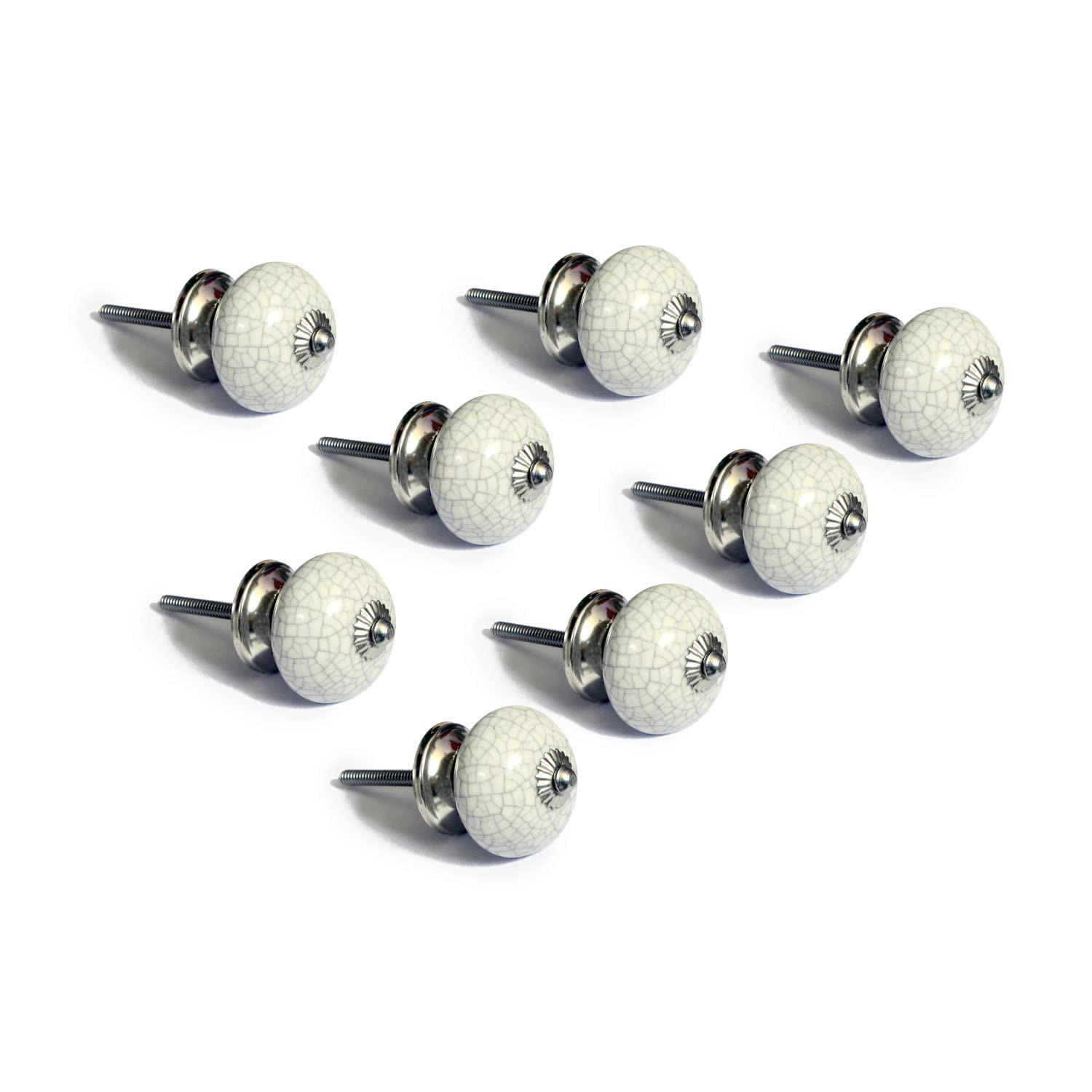 KERAMIKKNÖPFEN Set mit 8 in Weiß und Gelb 40 mm Durchmesser. - Gelb, Keramik (4/4/6.9cm) - Nacnic