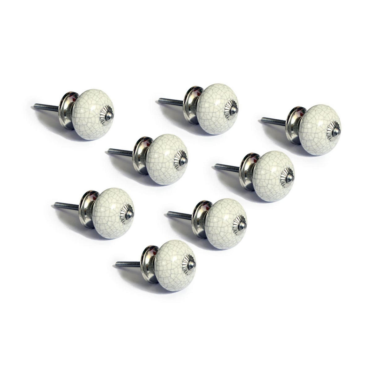 KERAMIKKNÖPFEN Set mit 8 in Weiß und Gelb 40 mm Durchmesser. - Gelb, Keramik (4/4/6.9cm) - Nacnic