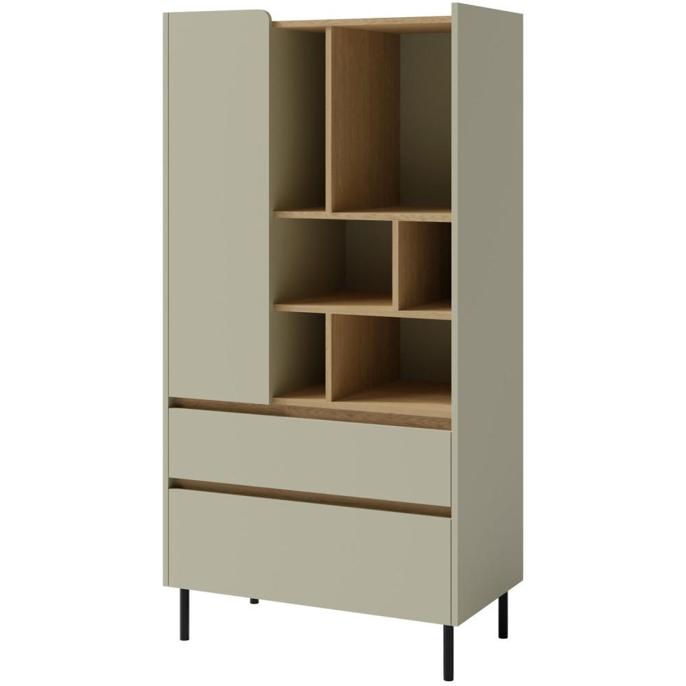 BÜCHERREGAL Lico mit 2 Schubalden und 1 Tür, Eukalyptus - Eukalyptusholzfarben, Holzwerkstoff (80/165/40cm) - Beautysofa