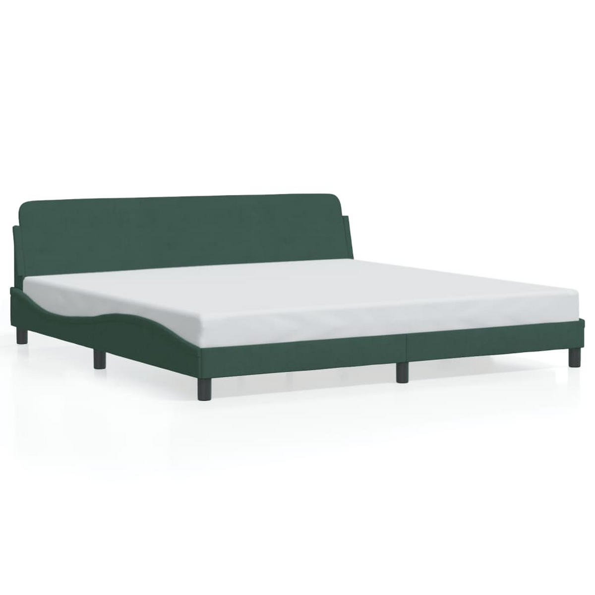 BETTGESTELL Dover Dunkelgrün 200x200 cm Samt - Grün, Textil - furnicato