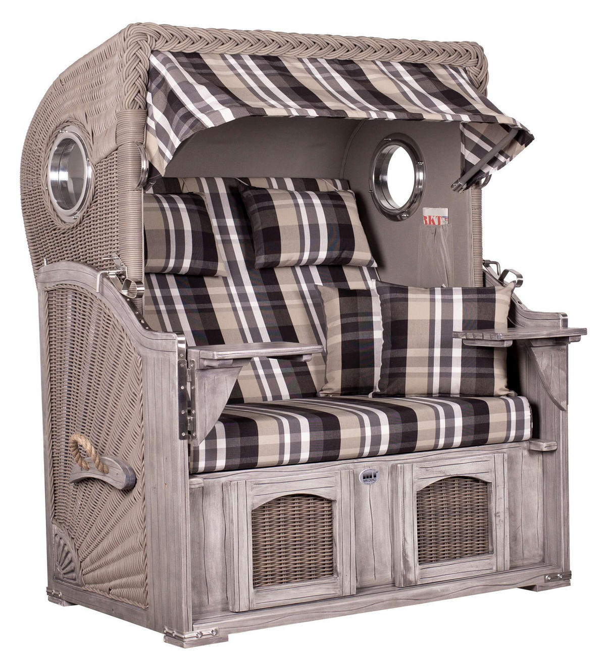 STRANDKORB Düne Koboo Grau Bullaugen - Braun/Grau, Metall (125/170/80cm) - Mr. Deko