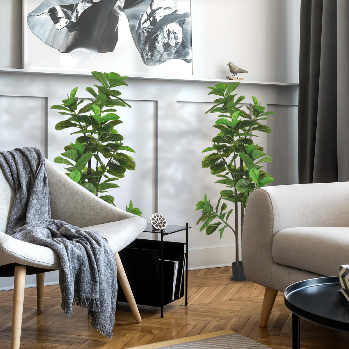 PFLANZENSET Grün realistisch mit Topf 180 cm (2er-Set) - Grün, Kunststoff (180cm) - PANGIVO