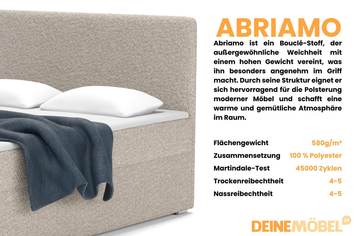 BOXBETT BOUCLE 180/200 in Boucle Beige H3 - Beige, Holz/Holzwerkstoff (180/200cm) - Deine Möbel 24