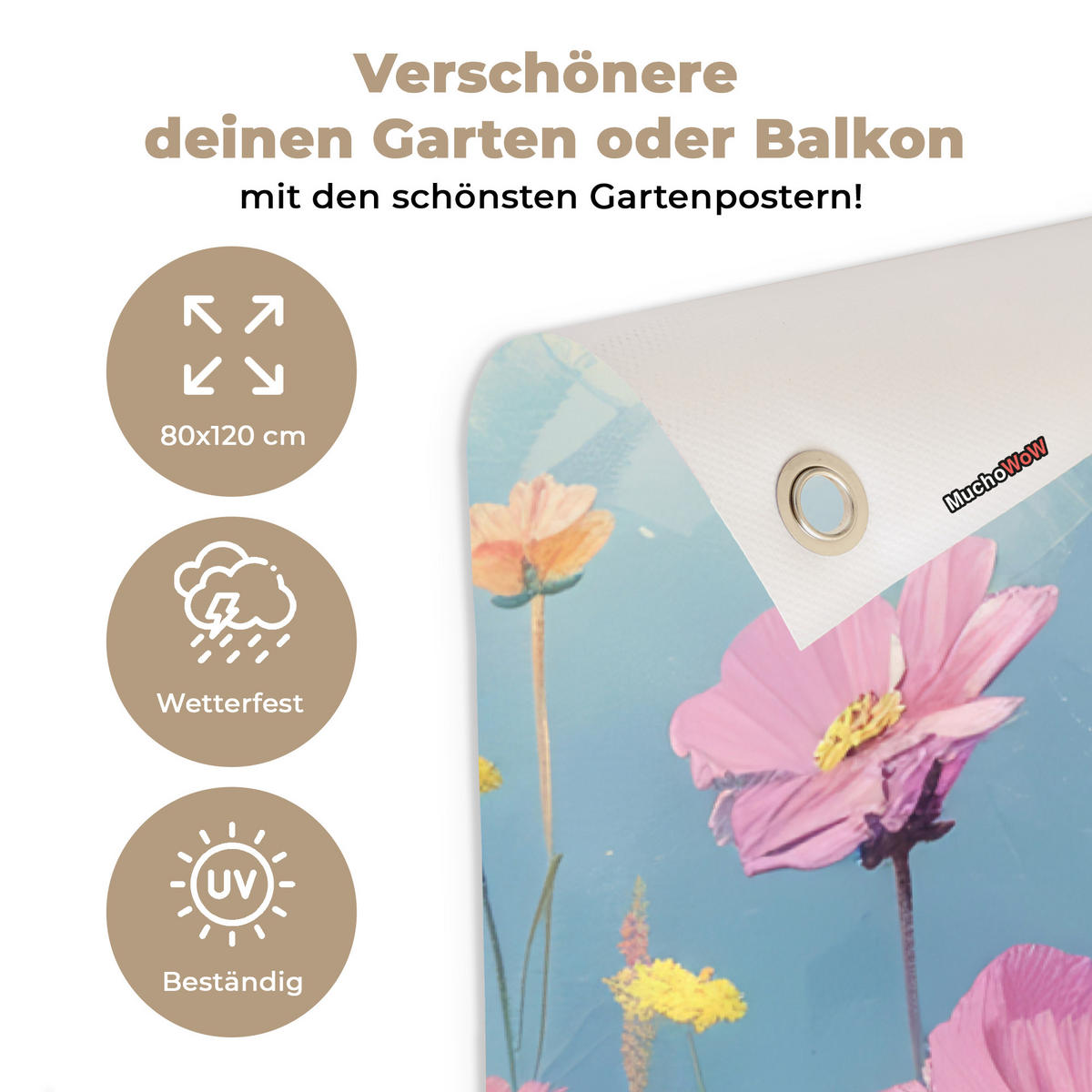 ZAHRADNÍ PLAKÁT Květiny - Příroda - Botanické - Umění 80x120 cm - světle modrá, plast (80/120/0.2cm) - OnlyWow