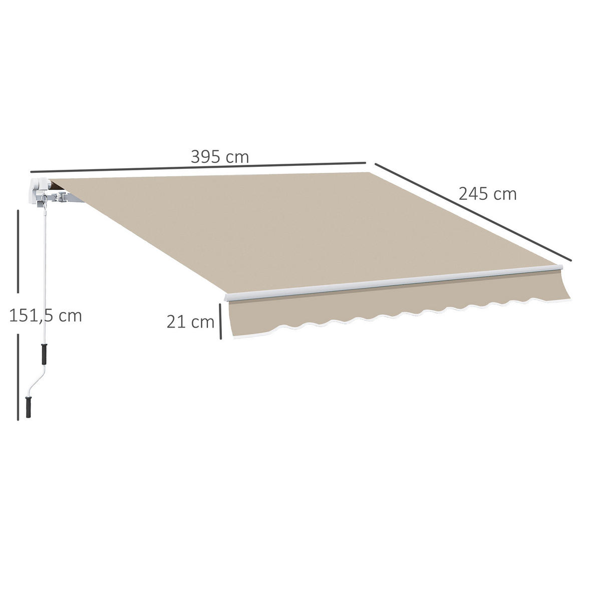 MARKISE, Beige+Weiß, Aluminium, Eisen, Polyester - Beige, Metall (245/350/395cm) - Outsunny