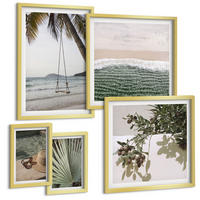 BILDER SET 5er Set - 50x50 cm & 20x30 cm & 40x60 cm Goldrahmen - Strandschaukel-Blätterurlaub - Goldfarben, Kunststoff (40/60cm) - TULUP