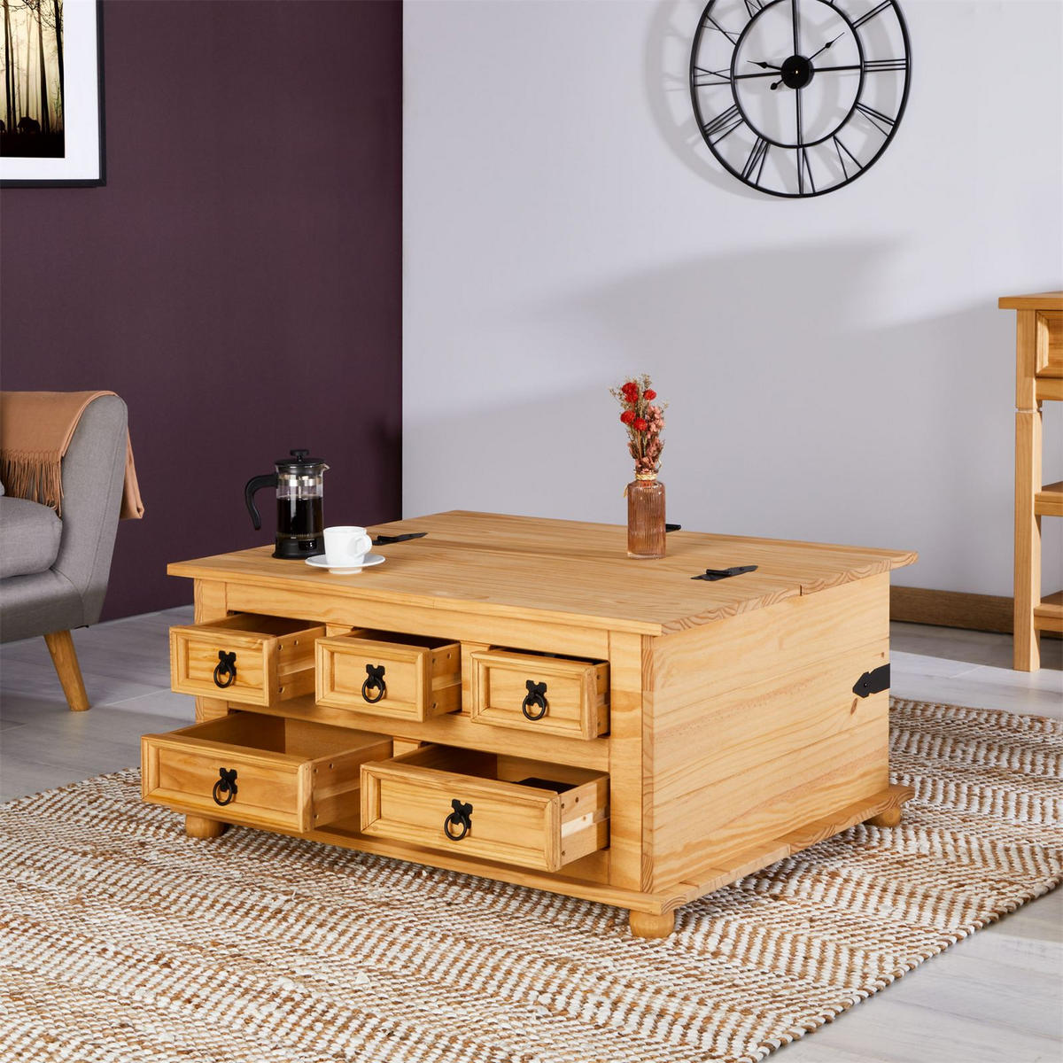 TRUHENTISCH TEQUILA - Kieferfarben, Holz (72/92/44cm) - IDIMEX