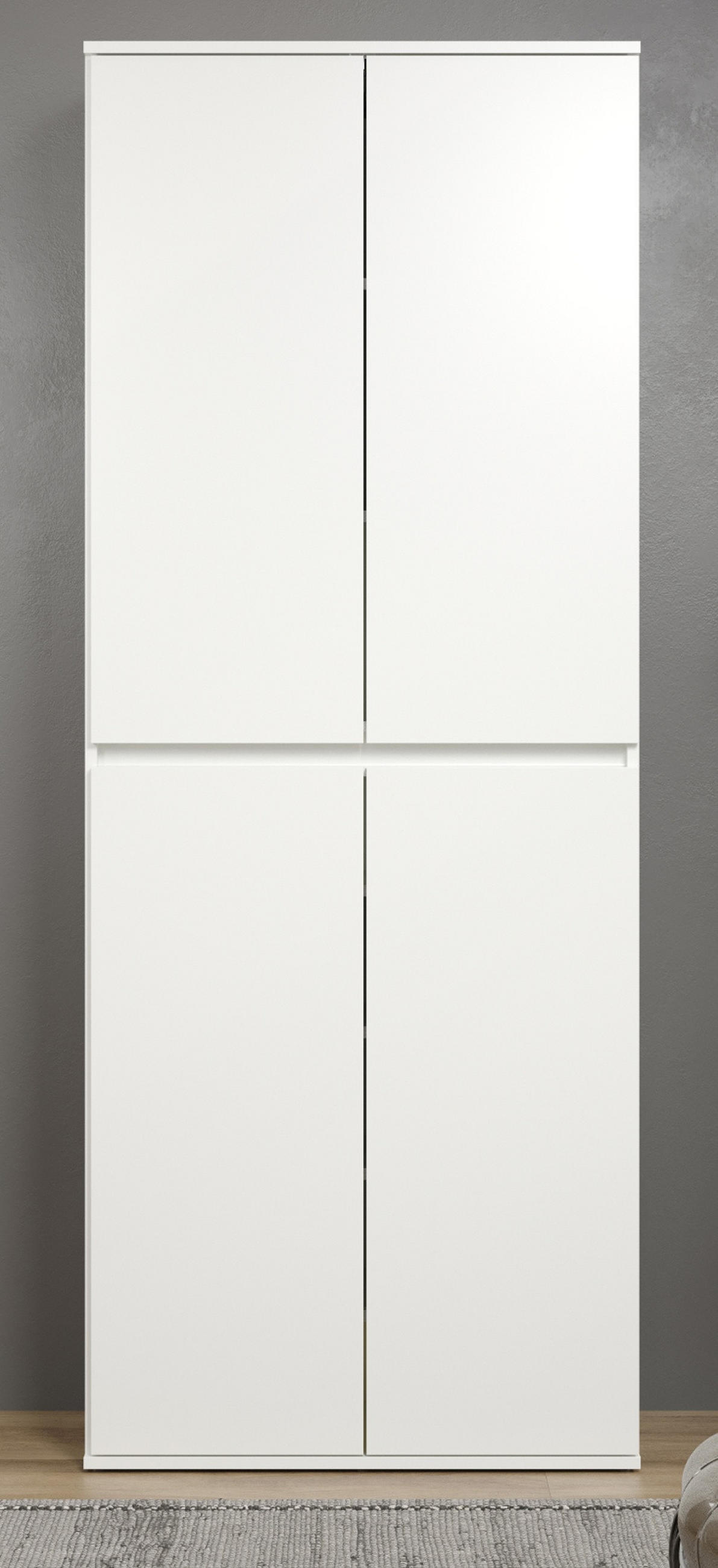 GARDEROBENSCHRANK weiß 74 x 191 cm, Schuhschrank 4-türig - Schwarz/Weiß, Holzwerkstoff/Kunststoff (74/191/34cm) - Top.Furn