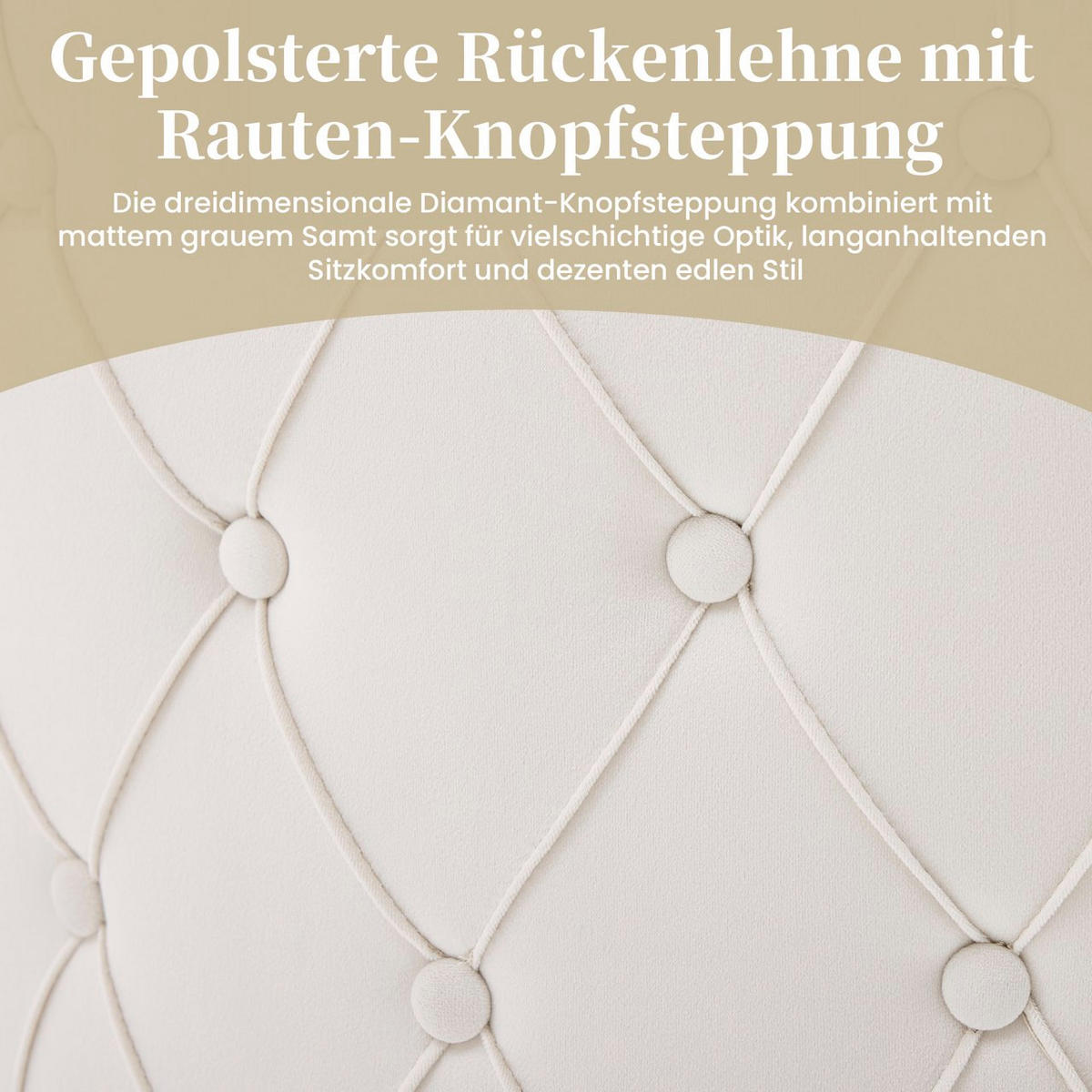 ESSZIMMERSTÜHLE 2er-Set Samt Gold Metall Beige - Beige/Goldfarben, Textil (59/89/55cm) - FLIEKS