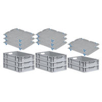 EUROBOX 8x Nextgen Economy Mit Auflagedeckel Grau/Blau Griffe Offen 23 Liter - Blau, Kunststoff (40/12/60cm) - PROREGAL