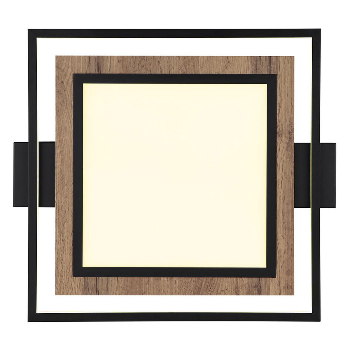 LED DECKENLEUCHTE Metall Schwarz Matt Holzoptik - Schwarz, Metall (50/45/6cm) - Globo Lighting