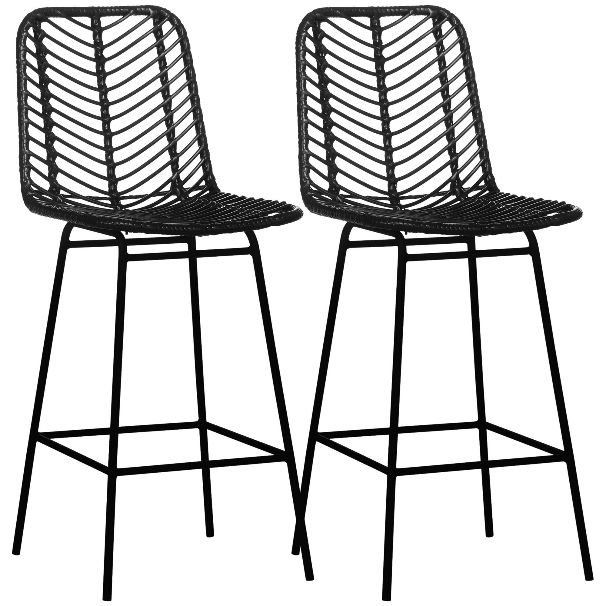 BARHOCKER 2er-Set - Schwarz, Kunststoff (52/102/42.5cm) - HOMCOM