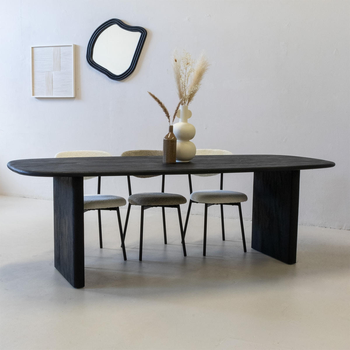 ESSTISCH oval aus Mangoholz 240cm, schwarz - Schwarz, Holz (240/100/77cm) - Giga Meubel